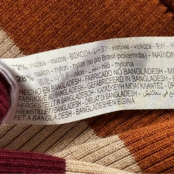 Zara Striped Ribbed Knit Sweater Multicolor Pink Brown Maroon Cream Size M - Picture 6 of 8